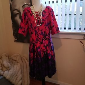 Dress red,purple and black floral.